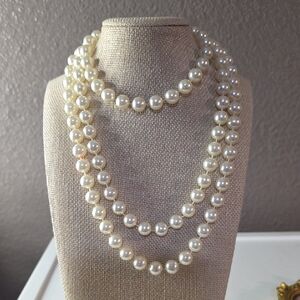 Elegant Faux Pearl Opera Length Necklace